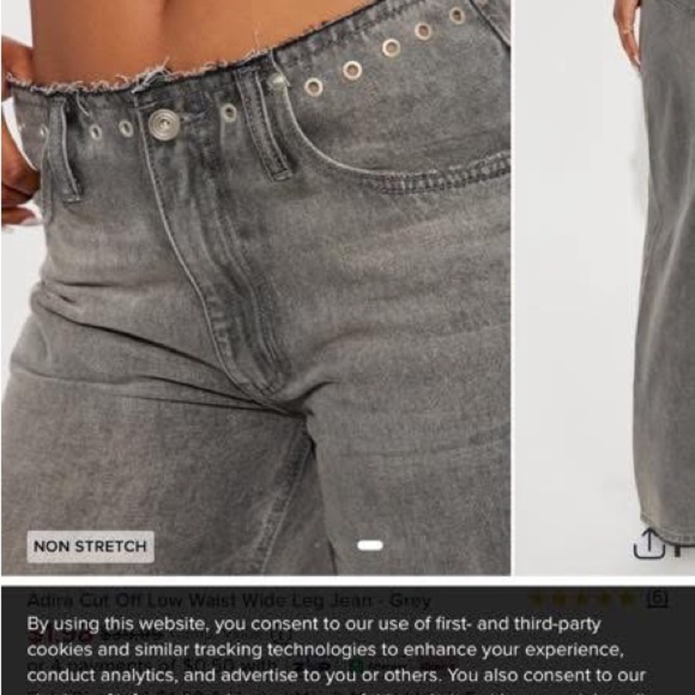 Fashion Nova Gray Eyelet Wide Leg Jeans